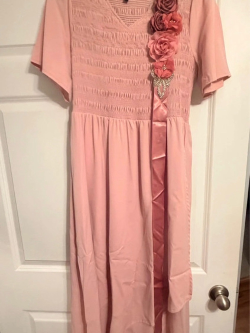 Amazon Pink Floral-Appliqué Maxi Dress